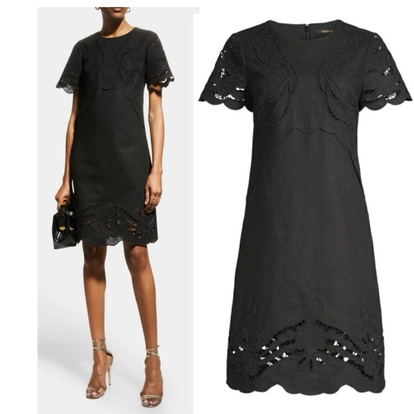 Kobi Halperin Lisa Dress Embroidered Linen Blend Lace Sheath Size XS - Picture 1 of 7